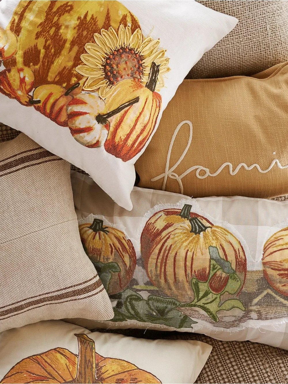New Pottery Barn Fall/Thanksgiving Pumpkin Patch Check Lumbar Pillow Cover